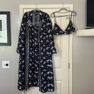 3 piece matching navy floral outfit
